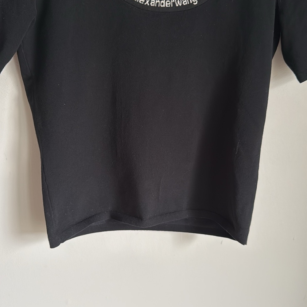 Alexander Wang Black Logo Trim Short Sleeve Top - Picture 10 of 13